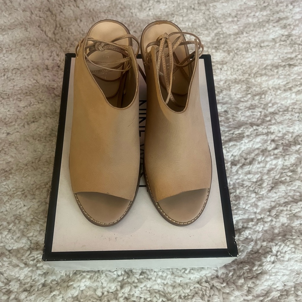 Nine West Beige Peep Toe Heels